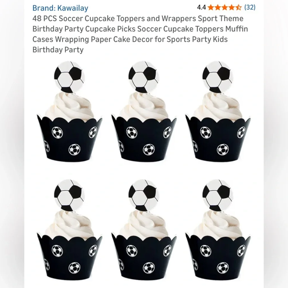 Soccer Cake Toppers - Black and White